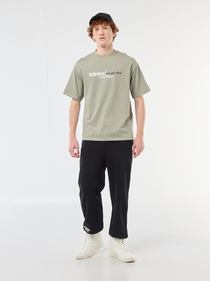 Camiseta con estampados delante y detrás en algodón liso Verde - Kiabi