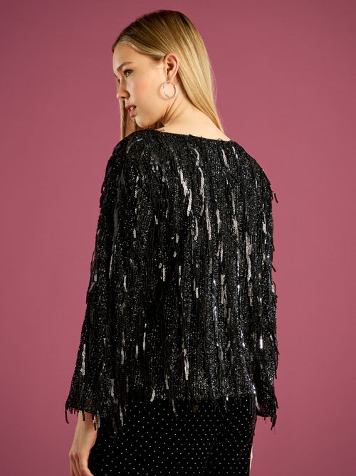 Camiseta con flecos y lentejuelas - Kiabi