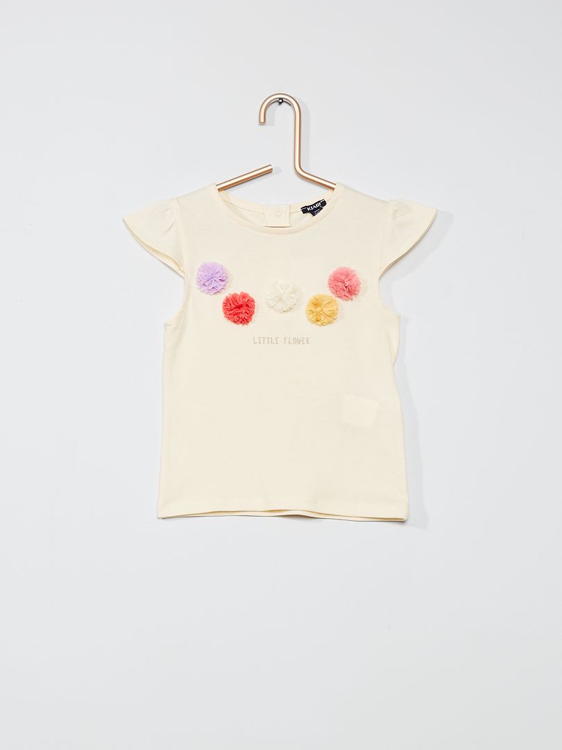 Camiseta con flores BLANCO - Kiabi