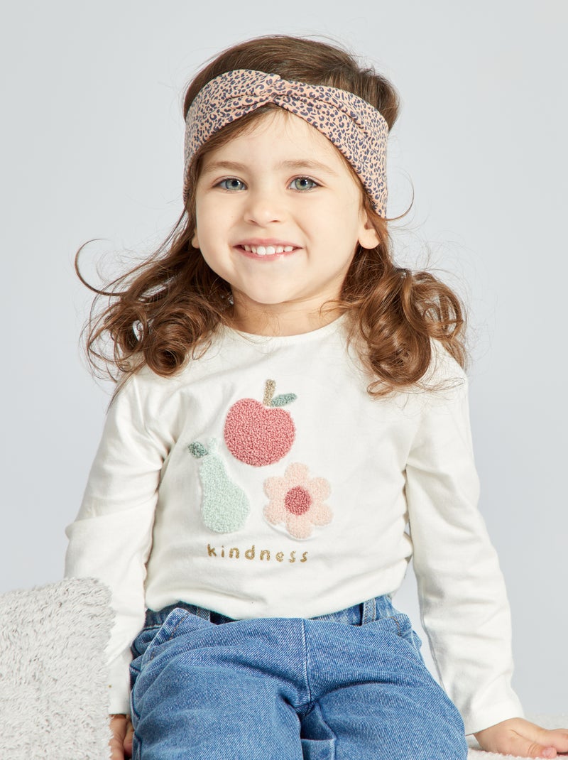 Camiseta con 'frutas' de punto de rizo BLANCO - Kiabi
