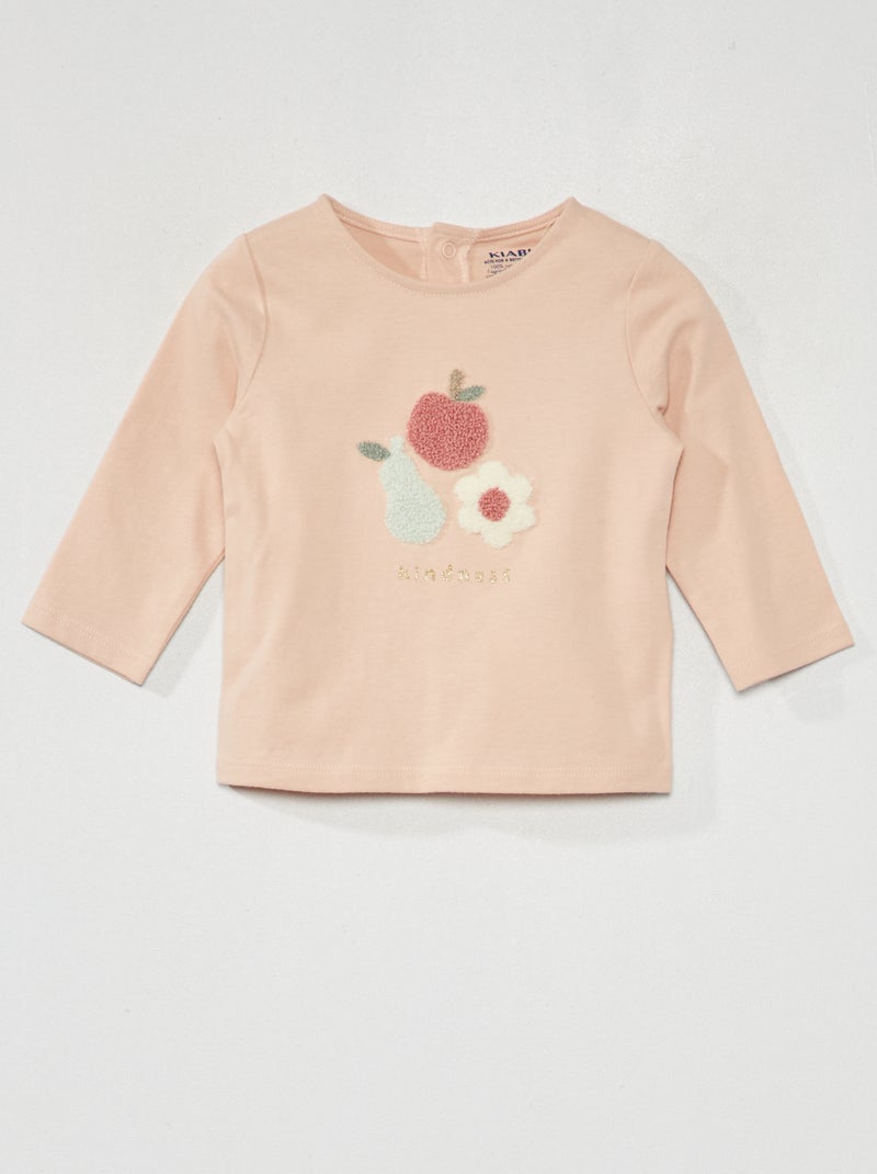 Camiseta con 'frutas' de punto de rizo ROSA - Kiabi