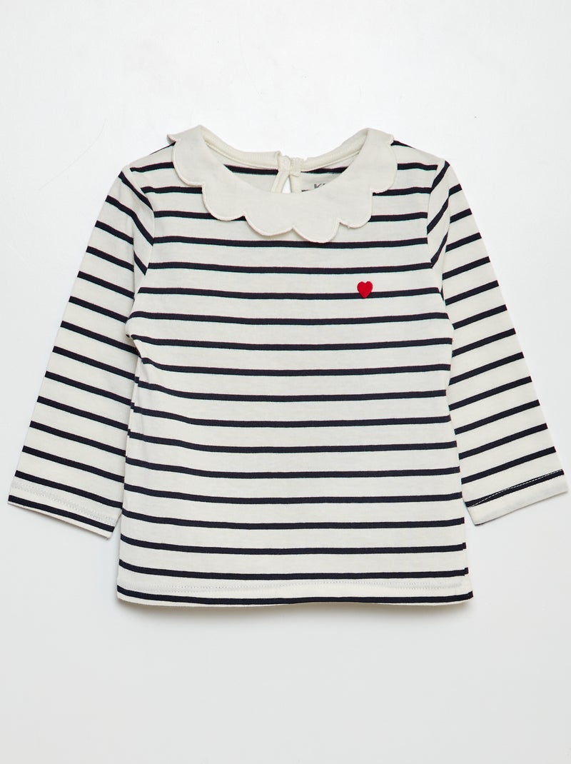 Camiseta con gorguera BLANCO - Kiabi