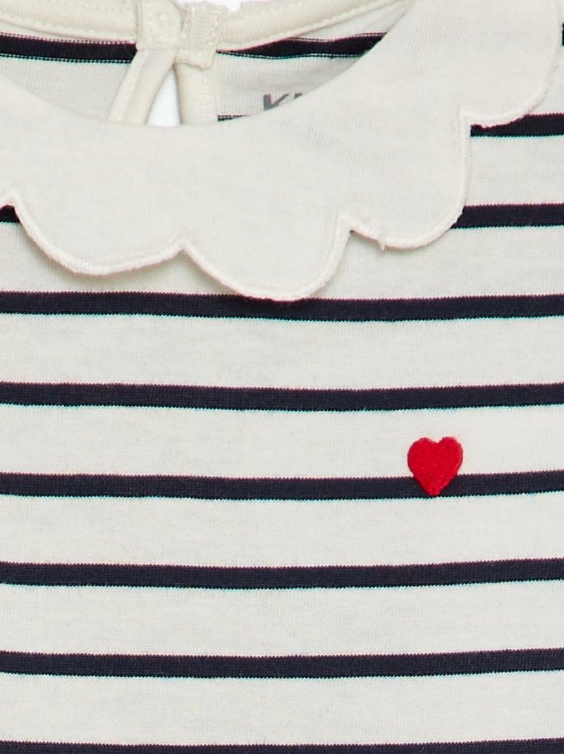 Camiseta con gorguera BLANCO - Kiabi