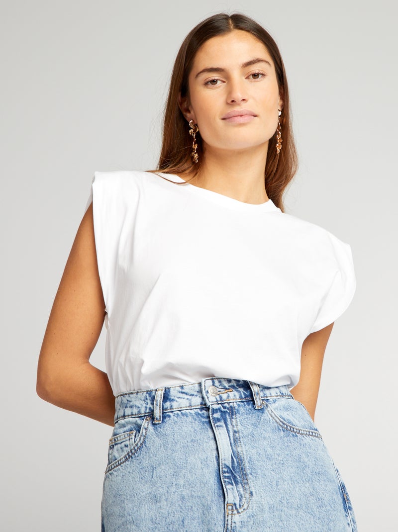 Camiseta con hombreras blanco - Kiabi