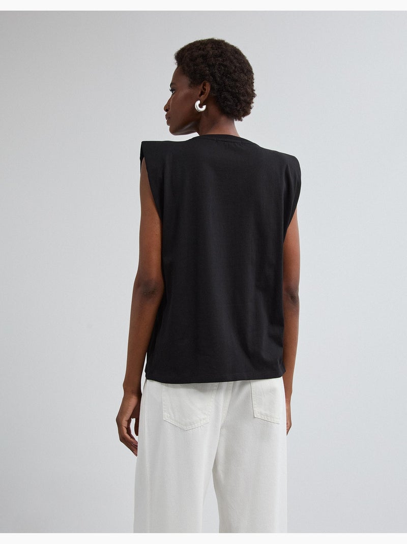 Camiseta con hombreras, mo fashion Negro - Kiabi