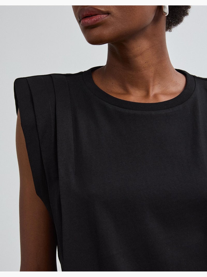 Camiseta con hombreras, mo fashion Negro - Kiabi