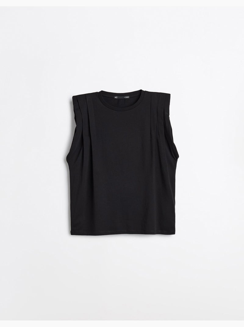 Camiseta con hombreras, mo fashion Negro - Kiabi