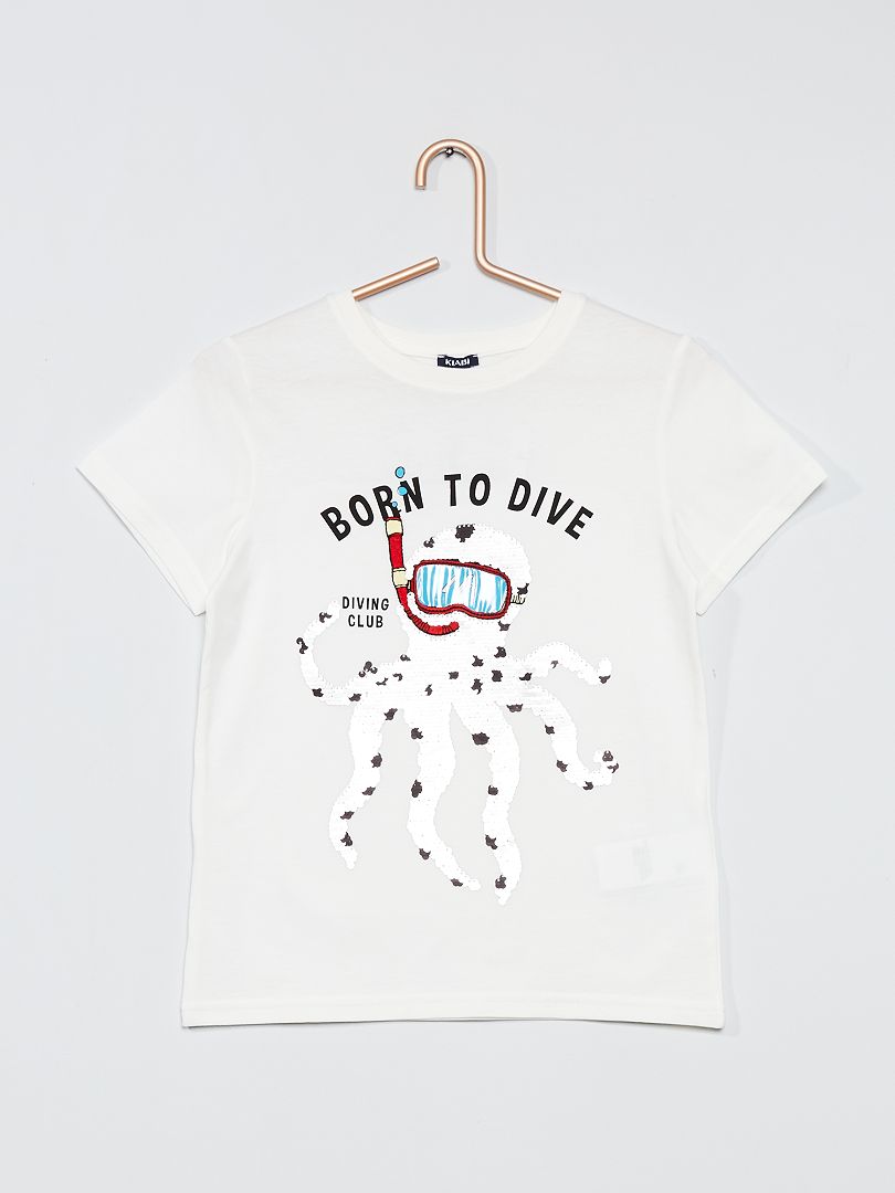 Camiseta con lentejuelas reversibles - BEIGE - - 7.00€
