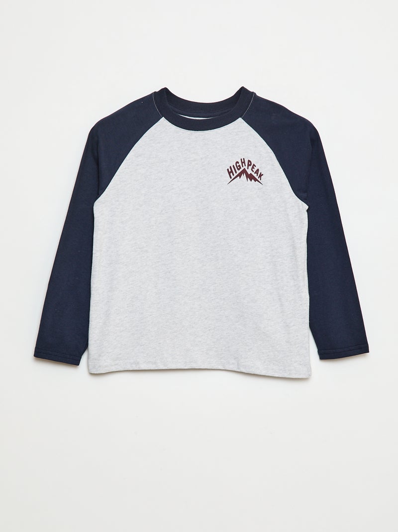 Camiseta con manga raglán Azul - Kiabi