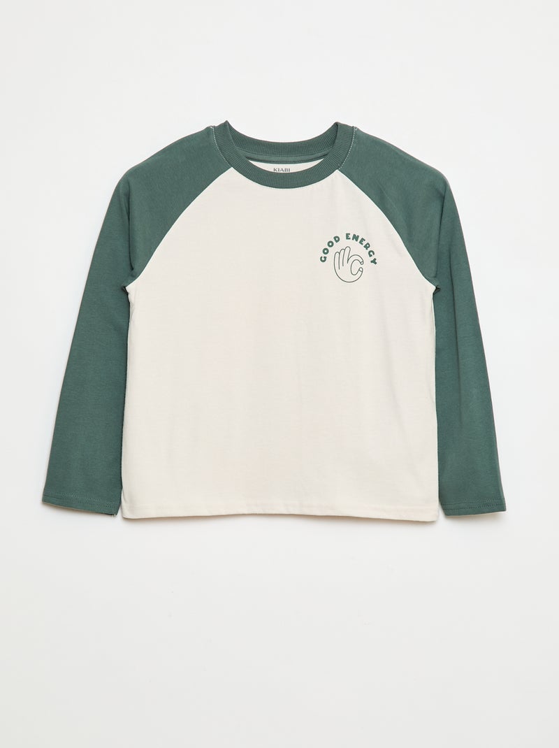 Camiseta con manga raglán Verde - Kiabi