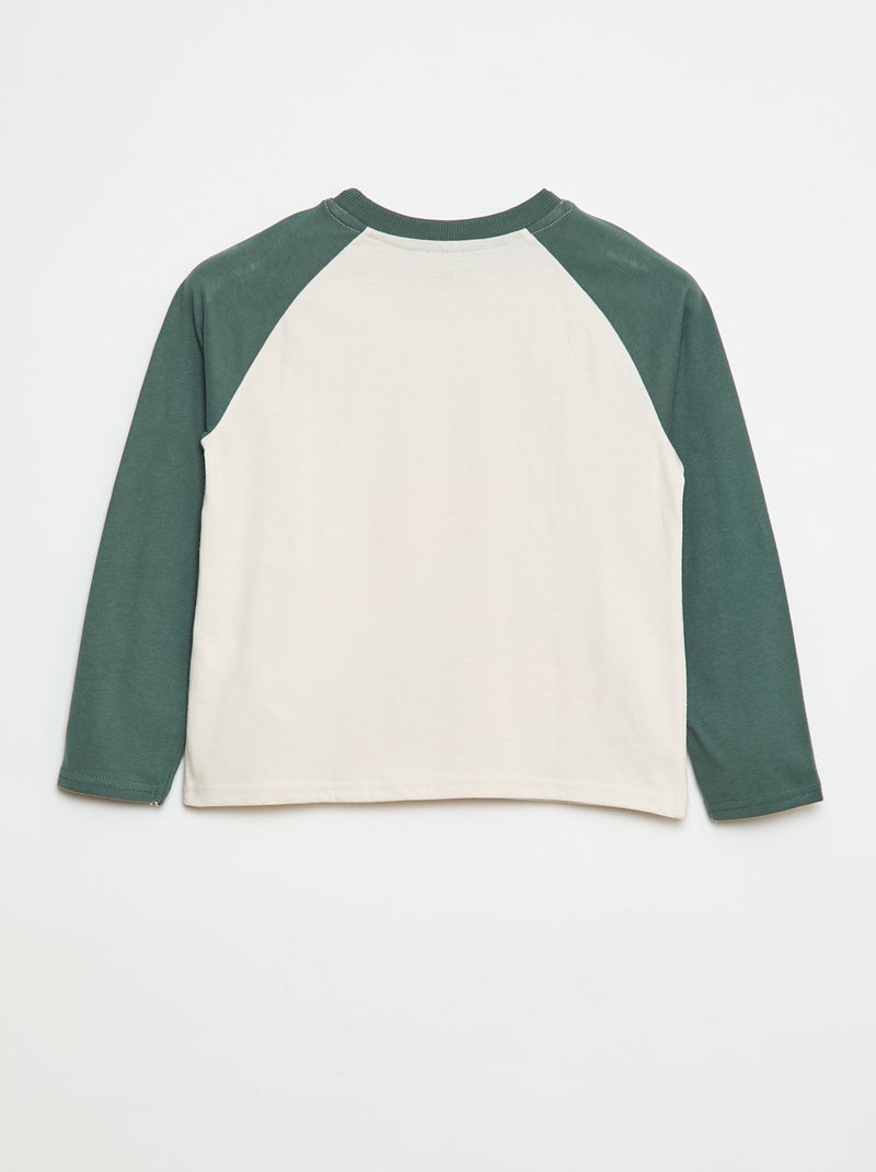 Camiseta con manga raglán Verde - Kiabi