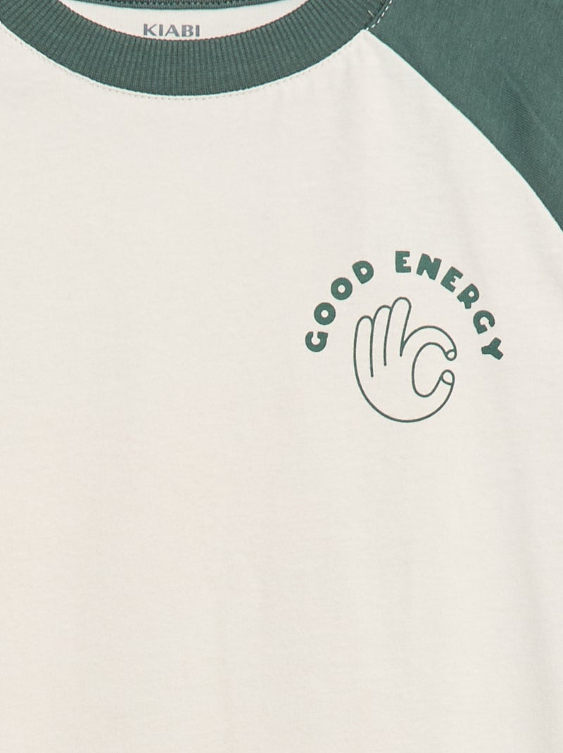 Camiseta con manga raglán Verde - Kiabi