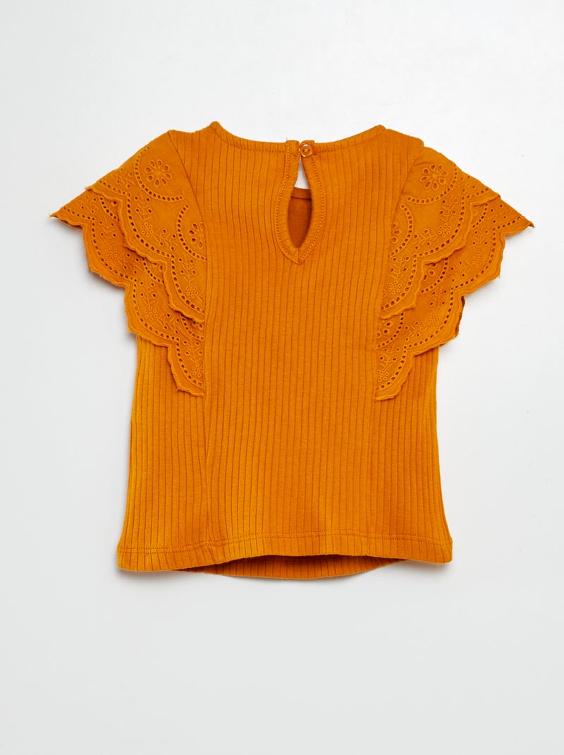 Camiseta con mangas bordadas AMARILLO - Kiabi
