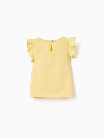 Camiseta con mangas con volante y cuello redondo