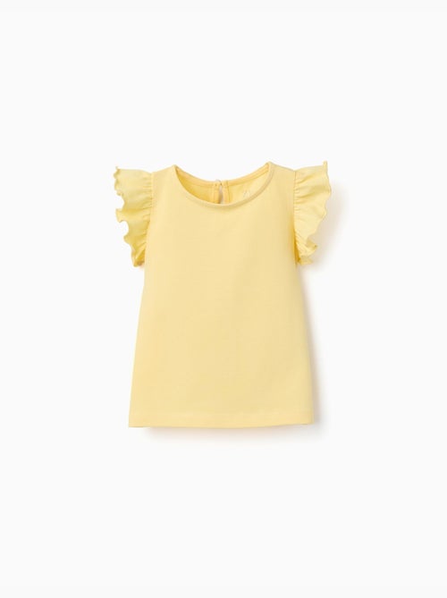 Camiseta con mangas con volante y cuello redondo - Kiabi
