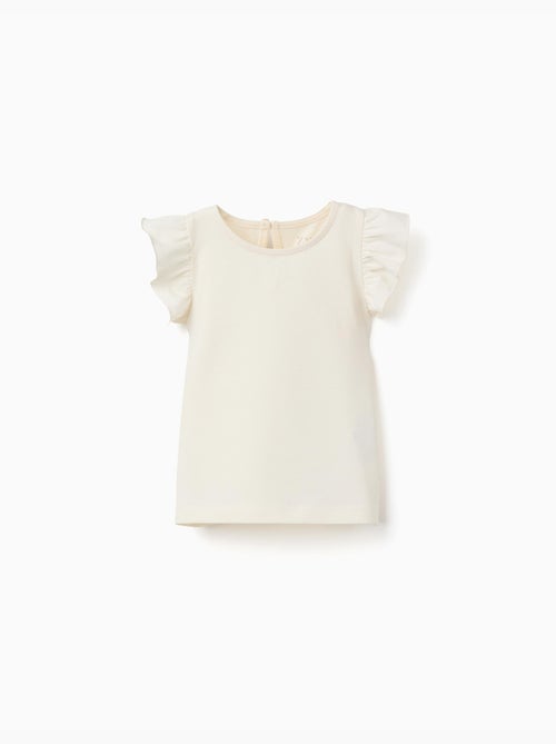 Camiseta con mangas con volante y cuello redondo - Kiabi