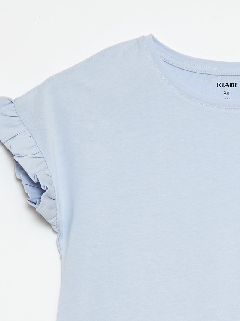 Camiseta con mangas con volantes Azul - Kiabi