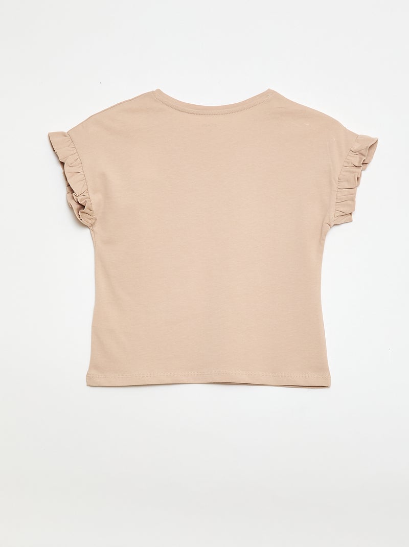 Camiseta con mangas con volantes Beige - Kiabi