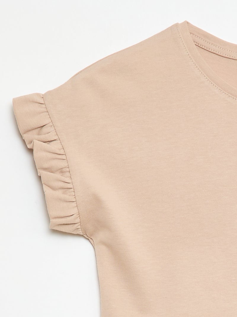 Camiseta con mangas con volantes Beige - Kiabi