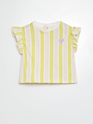 Camiseta con mangas con volantes