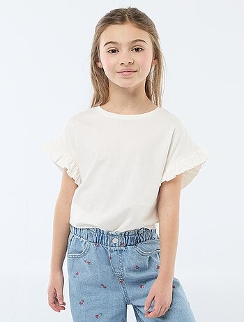 Camiseta con mangas con volantes