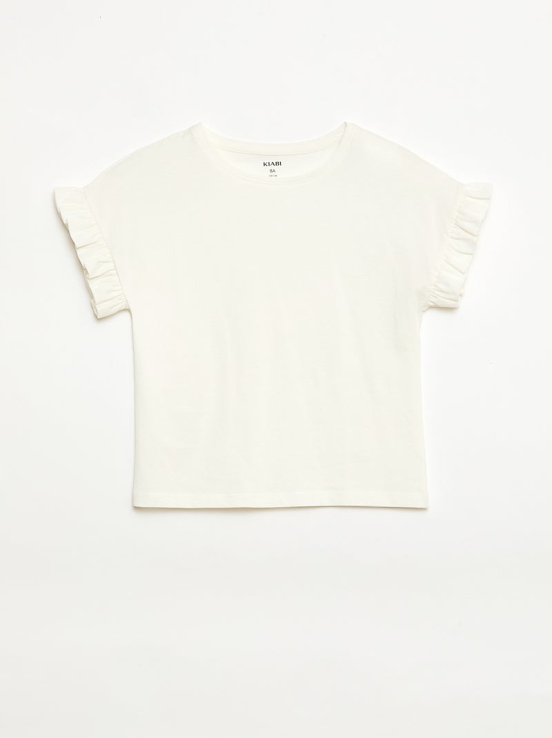 Camiseta con mangas con volantes Blanco - Kiabi