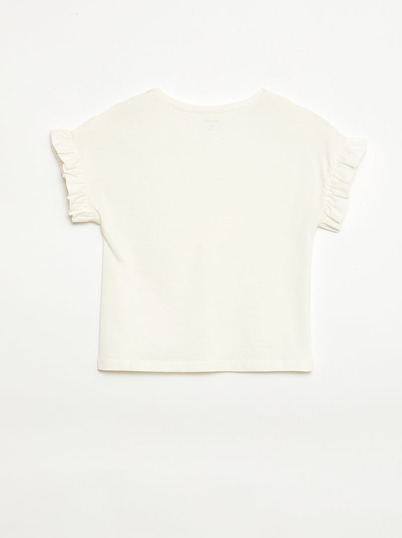 Camiseta con mangas con volantes Blanco - Kiabi