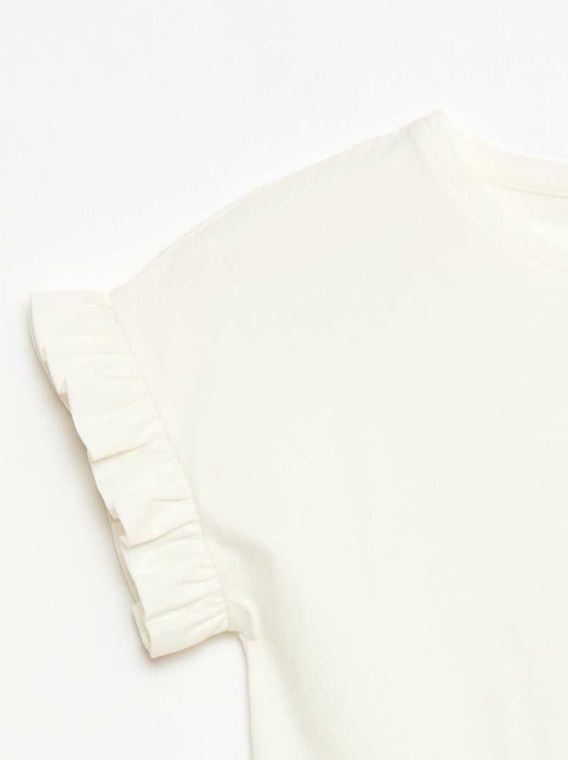 Camiseta con mangas con volantes Blanco - Kiabi