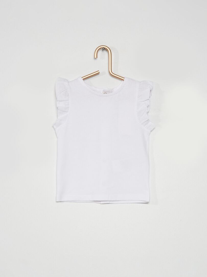 defecto amistad sala Camiseta con mangas con volantes - Blanco - Kiabi - 3.00€