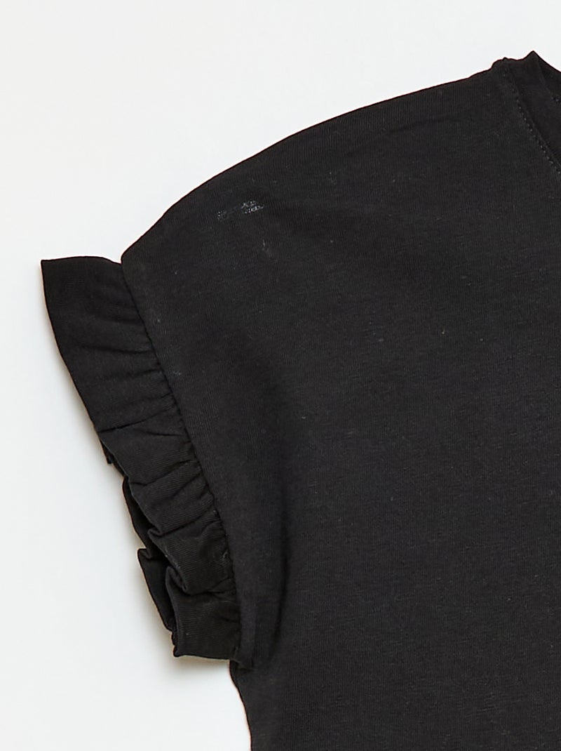 Camiseta con mangas con volantes Negro - Kiabi