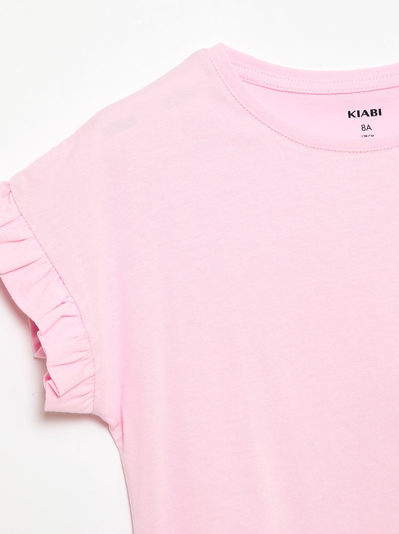 Camiseta con mangas con volantes Rosa - Kiabi