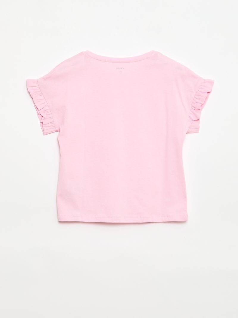 Camiseta con mangas con volantes Rosa - Kiabi