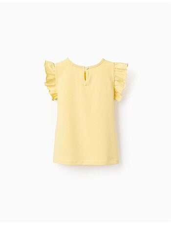 Camiseta con mangas con volantes y cuello redondo