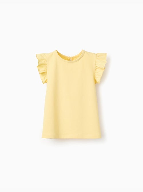Camiseta con mangas con volantes y cuello redondo - Kiabi