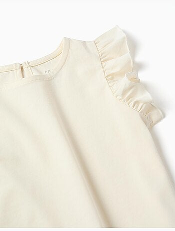 Camiseta con mangas con volantes y cuello redondo