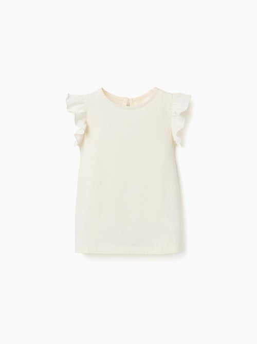 Camiseta con mangas con volantes y cuello redondo - Kiabi
