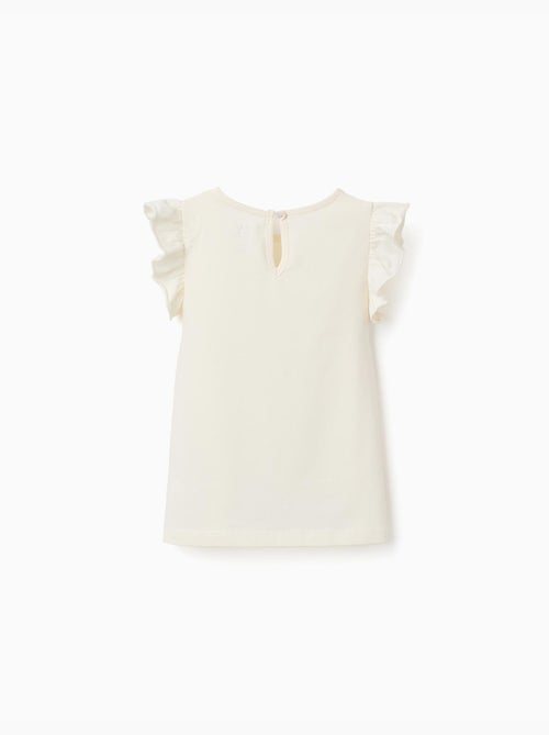 Camiseta con mangas con volantes y cuello redondo - Kiabi