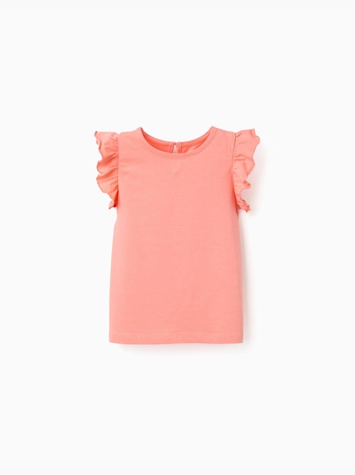 Camiseta con mangas con volantes y cuello redondo - Kiabi