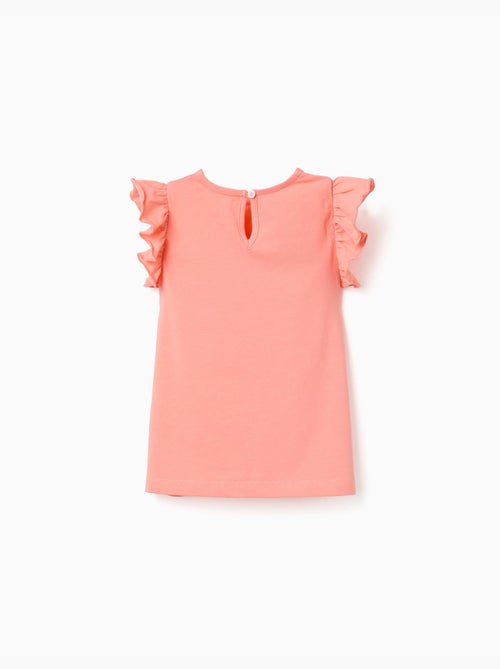 Camiseta con mangas con volantes y cuello redondo - Kiabi