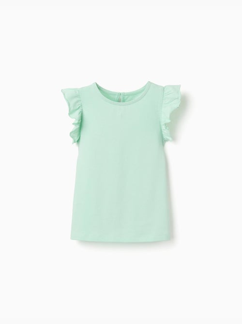 Camiseta con mangas con volantes y cuello redondo - Kiabi