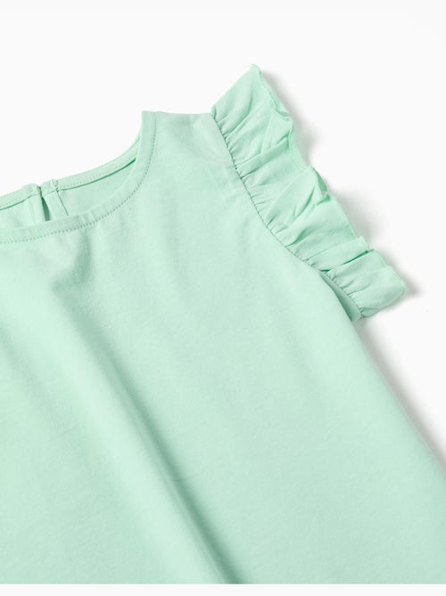 Camiseta con mangas con volantes y cuello redondo - Kiabi