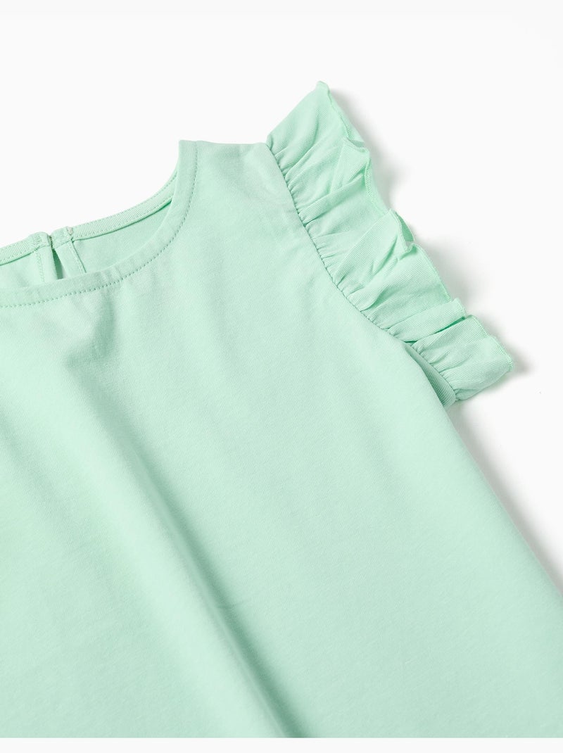 Camiseta con mangas con volantes y cuello redondo Verde claro - Kiabi