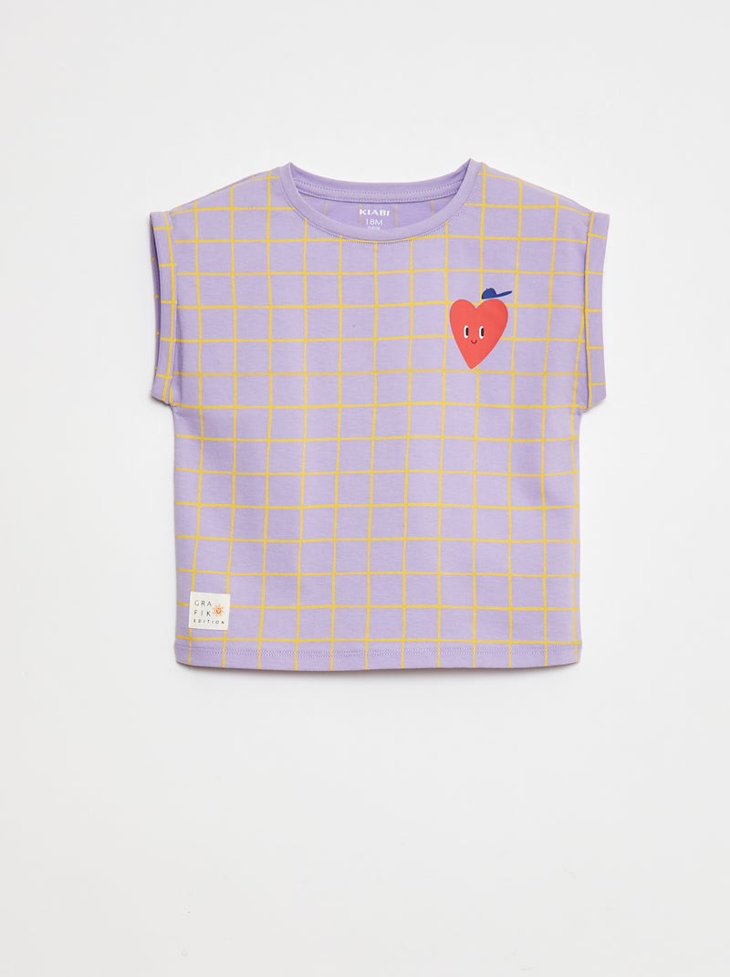Camiseta con mangas cortas con vuelta - Grafik Edition Purpura - Kiabi