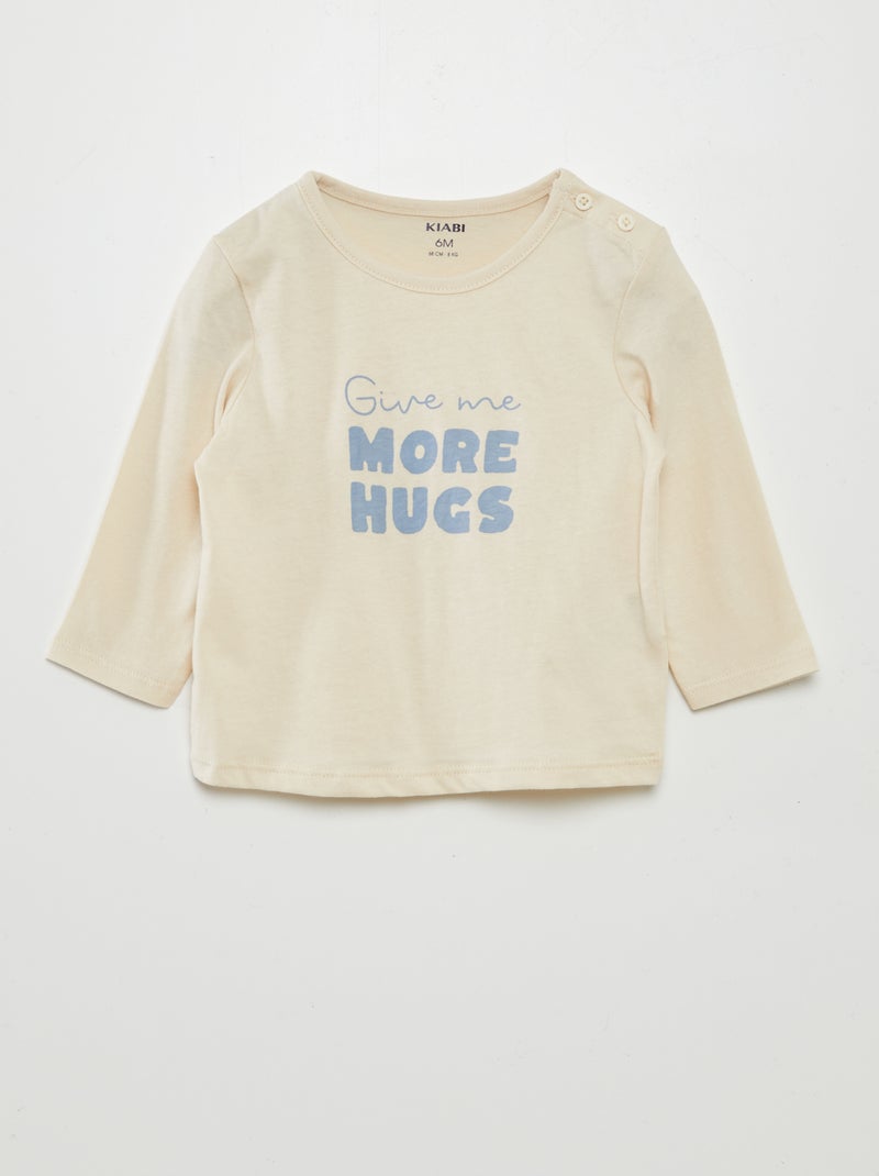 Camiseta con mensaje BEIGE - Kiabi