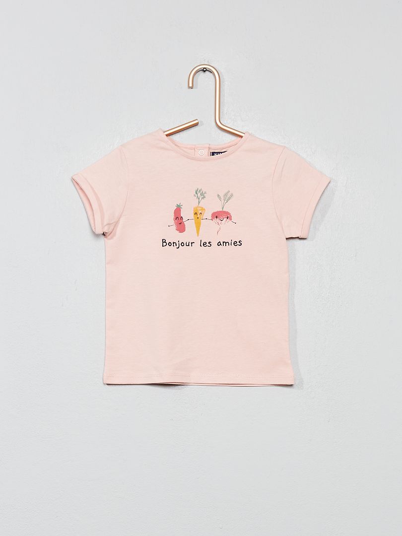 Camiseta con mensaje bordado ROSA - Kiabi