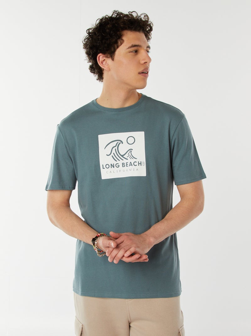 Camiseta con mensaje estampado Azul - Kiabi