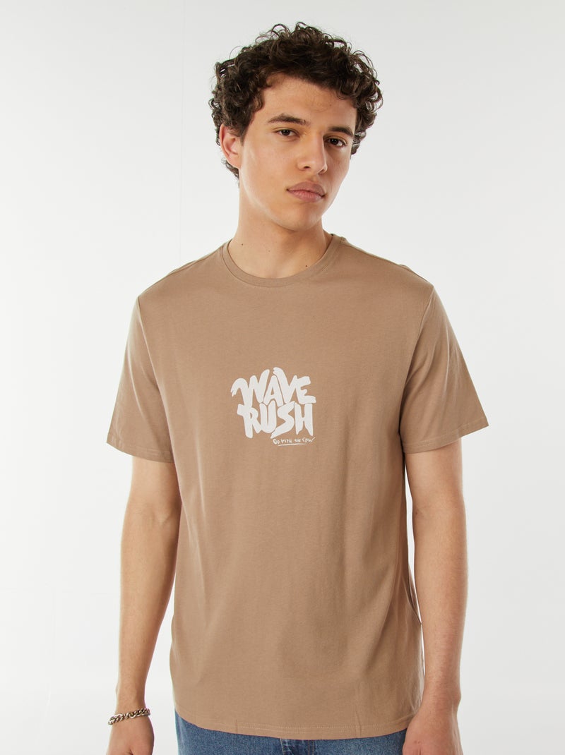 Camiseta con mensaje estampado Beige - Kiabi