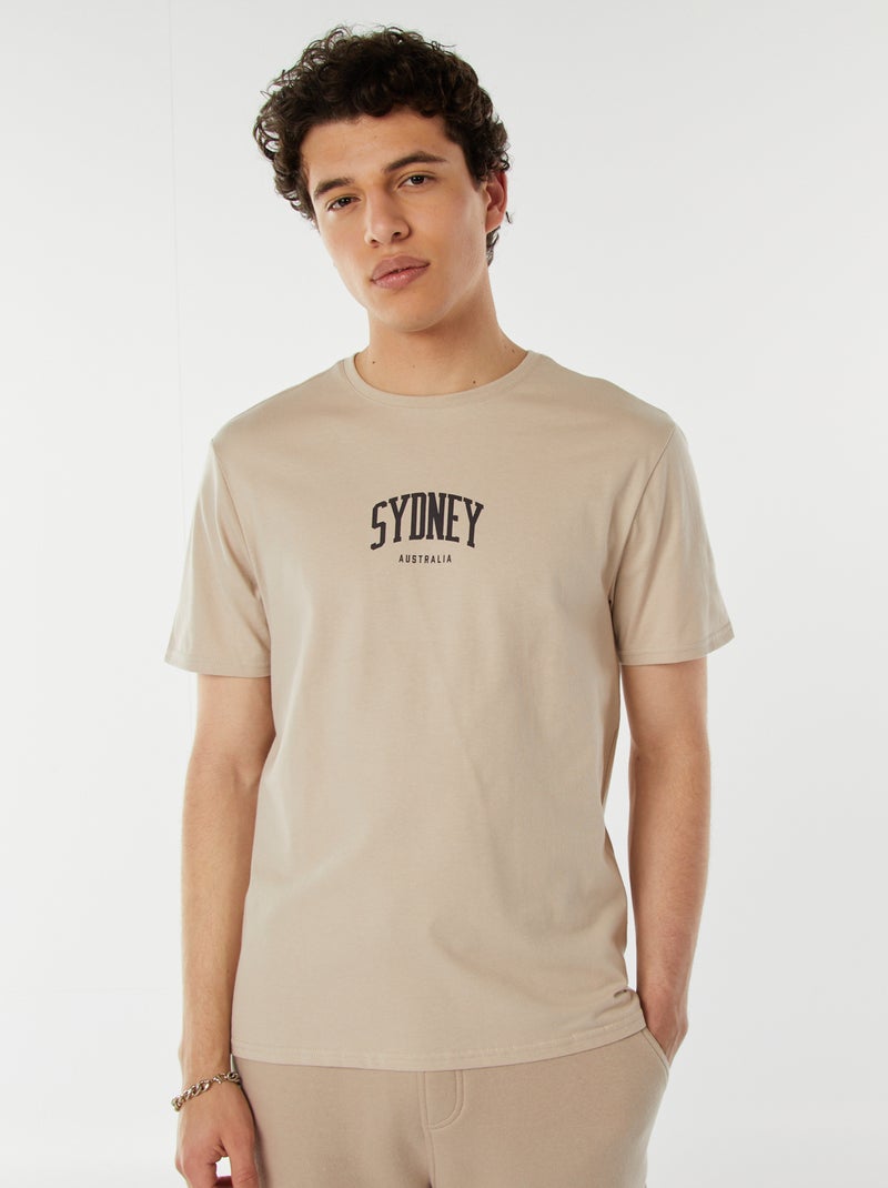 Camiseta con mensaje estampado Beige - Kiabi