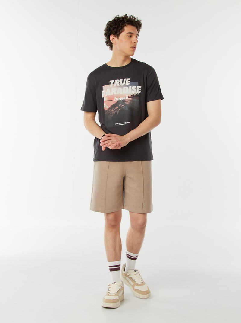 Camiseta con mensaje estampado Gris - Kiabi