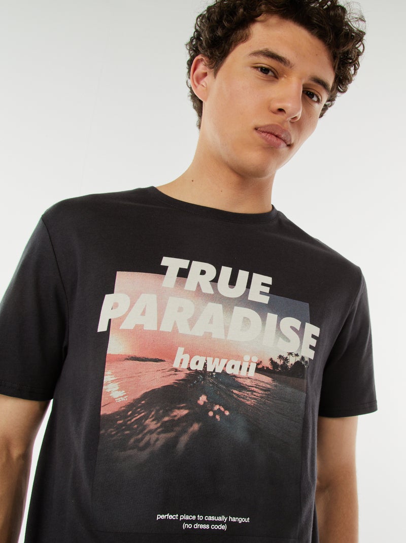 Camiseta con mensaje estampado Gris - Kiabi